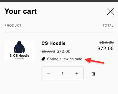 Checkout order summary with Catalog Sale discount applied